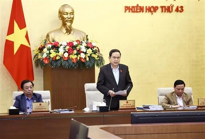 El presidente de la Asamblea Nacional de Vietnam, Tran Thanh Man, habla en el evento. (Fuente: VNA)