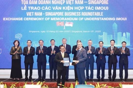 Vietnam Airlines coopera con la Compañía de ingeniería aeroespacial ST (SATS) en la terminal de carga del aeropuerto de Long Thanh. (Fuente: VNA)