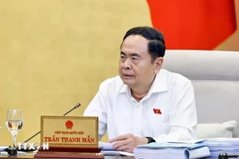 El presidente de la Asamblea Nacional de Vietnam de la XV Legislatura, Tran Thanh Man, habla en el evento. (Fuente: VNA)